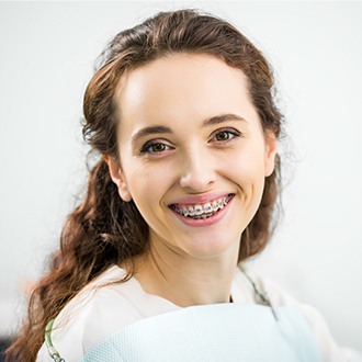 Woman receiving adult orthodontics treatment