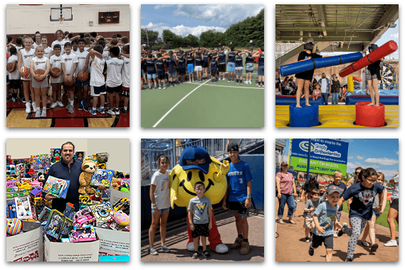 Collage of photos of orthodontic team members at community events