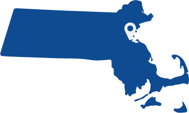 Animated state of Massachusetts showing dental office location