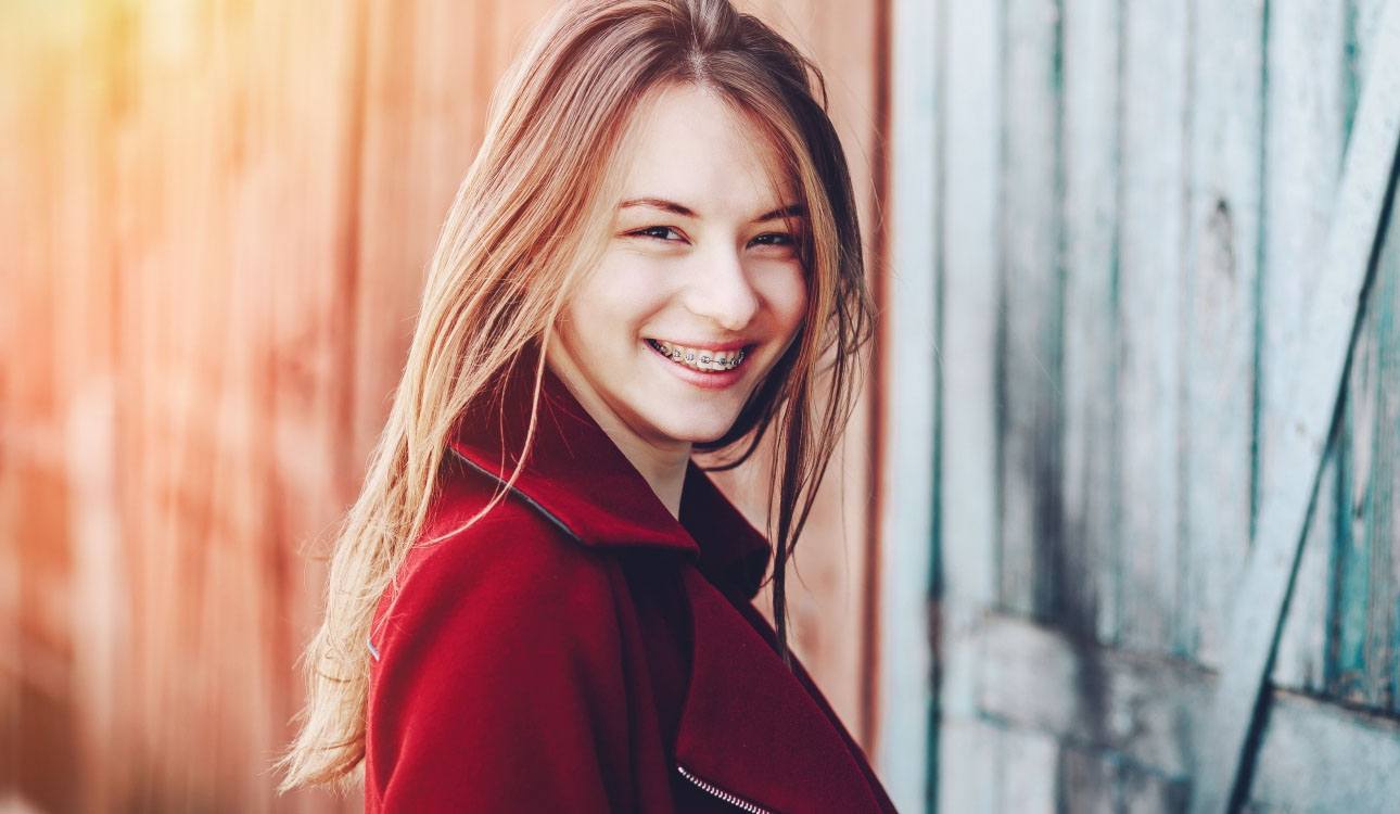 Young woman with braces