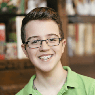 Teen with traditional braces